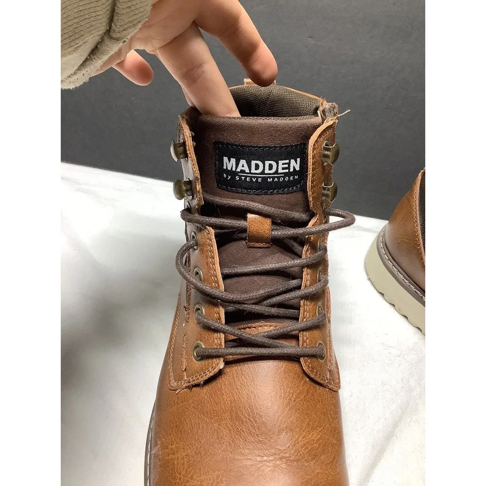 Men's Madden by Steve Madden Boots Lace Up Tan Cognac Size 10